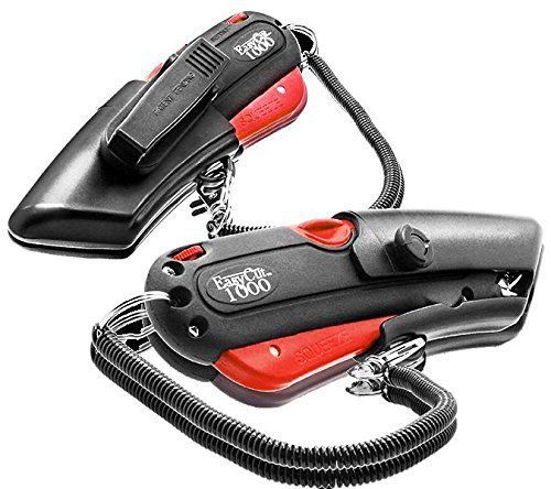 2 each easy cut 1000 red safety box cutter w/ 2 blades holster &amp; lanyard easycut for sale