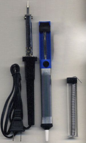 Soldering iron gun rosin core solder wire desoldering pump sucker tool 60w kit for sale