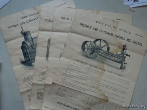 Antique Cleveland Hardwick Erie Steam Engine Works Catalog Circular Lot 1880s