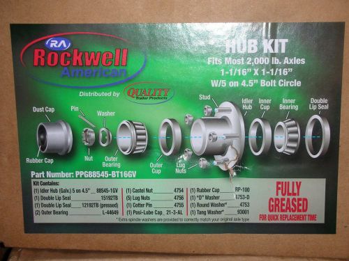 Rockwell american hub kit 2,000 lb. axles fully greased part #ppg88545-bt16gv for sale