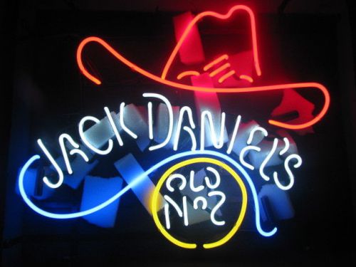 Jack Daniels Cowboy Hat Neon Sign No 7 Whiskey Liqour Alcohol Bar Pub Frat 17x13