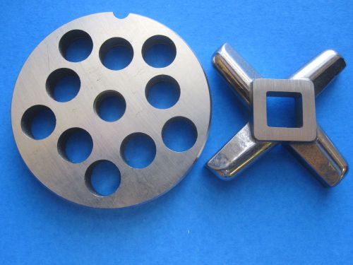 Combo set   #12 x 1/2&#034; s/s meat grinder chopper hobart lem plate and new knife for sale