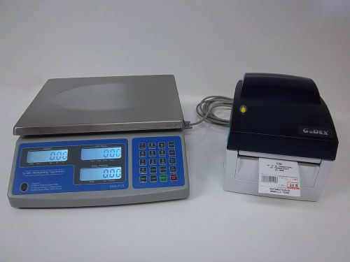 Sws-pcs-60 lb price computing scale-lbs,kgs,ozs w/godex dt4 barcode printer 8020 for sale