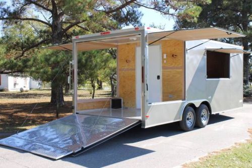 New 8.5x20 bbq porch gull wing enclosed food vending consession trailer for sale