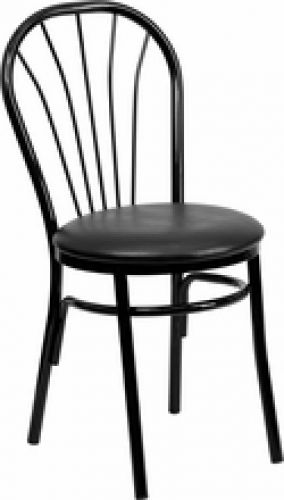 New metal fan back restaurant chairs w black vinyl seat**** lot of 20 chairs**** for sale