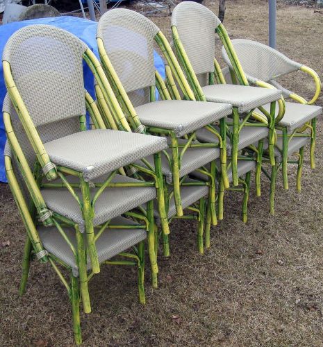Restaurant Aluminum Patio Chairs (11 pcs) with Bamboo Look Cafe Seating Bistro