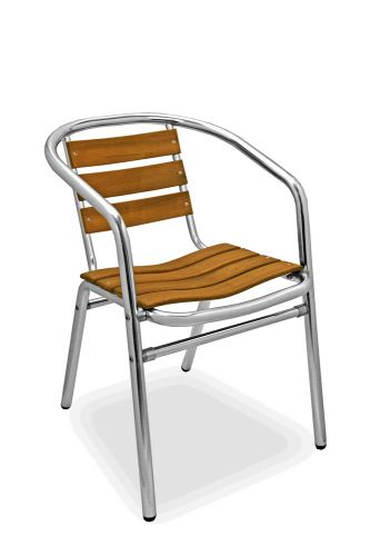 New Florida Seating Commercial Outdoor Aluminum Teak Restaurant Chair