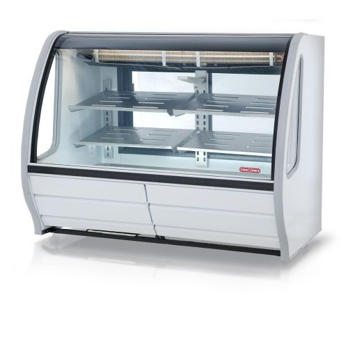 56&#034; curved glass deli bakery display case refrigerated w/ led interior lighting for sale