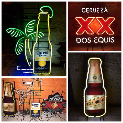 Lot Of 3 Bar Neon Sign Lamps: Corona, Dos Equis, &amp; Negra Modelo