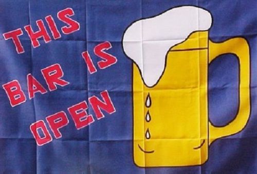 Bar is Open Flag Beer Party Banner Saloon Tavern Advertising Pennant Dorm Sign
