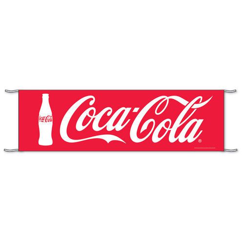 3&#039; x 10&#039; coca cola banner- indoor/outdoor 6 mil polyethylene, includes ropes for sale