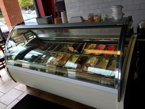 Oscartielle 24 pan curved glass gelato display ice cream dipping cabinet for sale