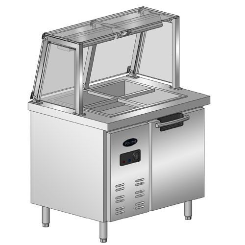 Stainless steel cold sandwich salad preparation table &amp; glass cover  pspt-36r for sale