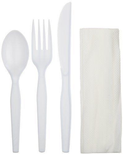 Dixie utensil set with napkins - 250/carton - plastic - white (cm26nc7) for sale