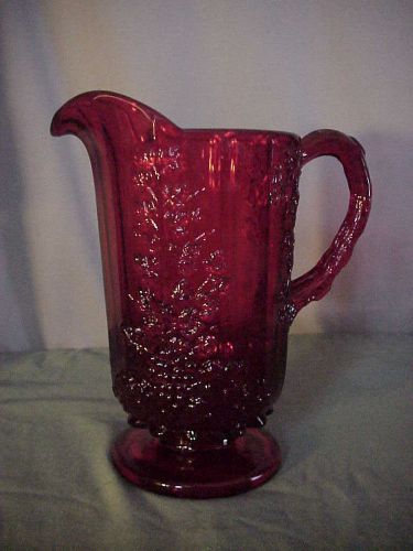 RUBY RED SERVING PITCHER GRAPE PATTERN
