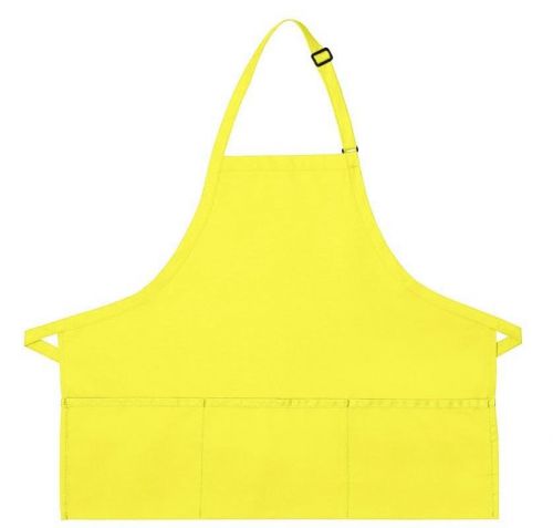 Yellow Bib Apron 3 Pocket Craft Restaurant Baker Butcher Adjustable Neck USA New