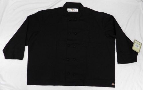 Dickies CW070304C Cloth Knot Button Black Uniform Chef Coat Jacket 4X New