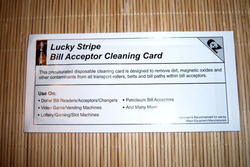 10 Lucky Stripe Bill Validator/Acceptor Cleaning Card Cards w/ Miracle Magic