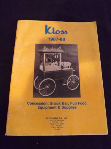 1987-1988 Kloss Concession, Snack Bar, Fun Food Equipment Supplies Catalog