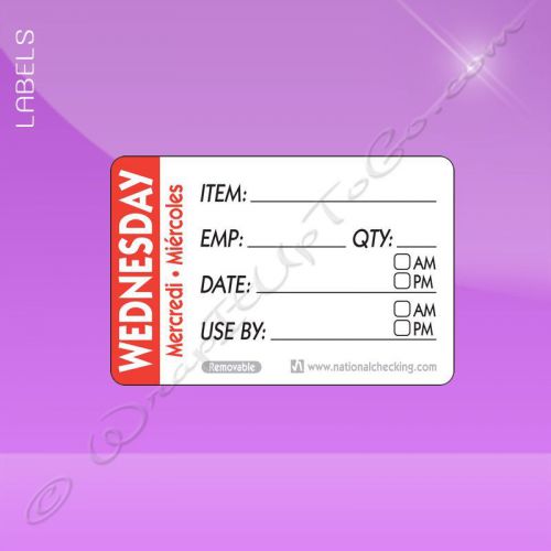 2 X 3 Trilingual Item/Date/Use By Removable Label – Wednesday