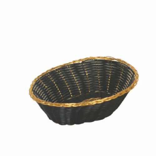 1 DZ Thunder Group Fast Food basket Baskets Gold/Black Oval 9&#034; PLBB900G NEW