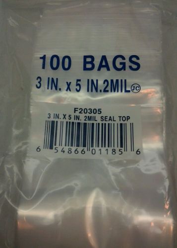 *3x5&#034; ziplock poly plastic packaging bags 100 count bulk pkg for sale