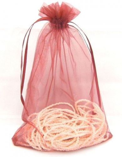10pcs burgundy 7*9&#034; organza jewelry gift wedding favor big bags pouches 17*23cm for sale