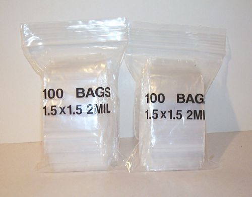 200  1.5&#034; x 1.5&#034;  Clear PVC Zip Lock Storage Bags Strong 2 Mil thick  Gems Beads