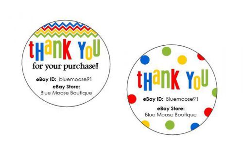 96 Personalized eBay SELLER THANK YOU Label Sticker ~ Round Circle Design