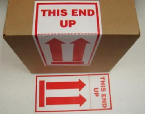 250 labels of large 4x8 double red arrow this end up shipping rolls for sale