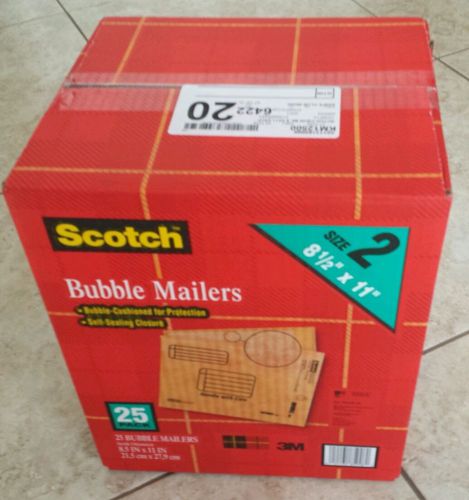 NEW! Scotch Bubble Mailers 8.5&#034;x11&#034;, Size 2 (Pack of 25)