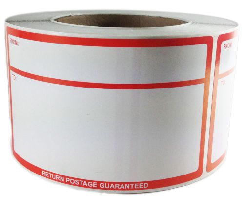 Red Writeable &#034;From To Return Postage Guaranteed&#034; Labels Address 3&#034; by 5&#034; 500 ct