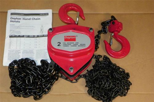 New dayton 2 ton 10ft lift manual hand chain hoist fast shipping hook mount for sale