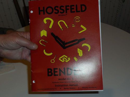 Hossfeld Bender #2 Instruction Manual, Parts Catalog Model # 2, Price List #2