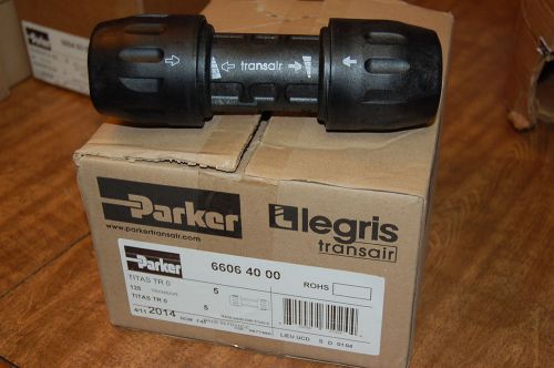 Case 5 new parker transair pipe to pipe &amp; stud straight connectors 6606 40 00 for sale