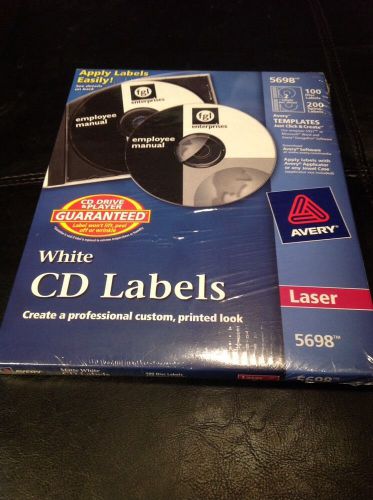 BRAND NEW Avery 5698 CD Labels 100 disc labels 200 spine labels
