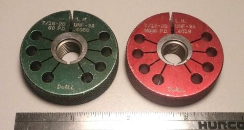 7/16 20 unf 3a left hand thread ring gage set machine inspection tooling .4375 for sale