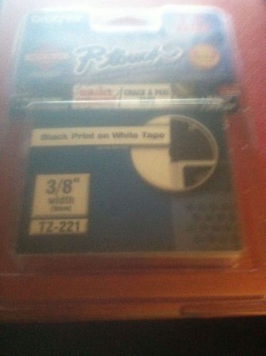 Brother P-Touch TZ-221 Label Tape  3/8 width/Black Print on White Tape