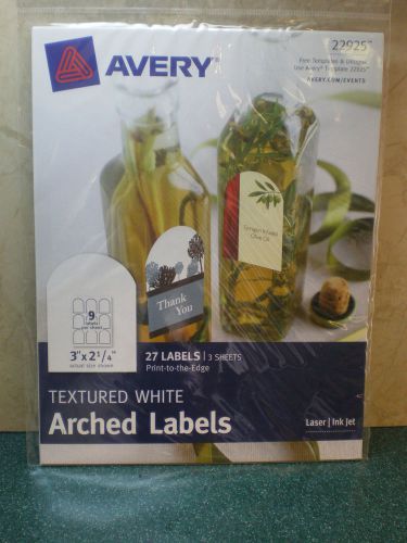 AVERY 27 Count Textured White Arched Self Stick Labels With Free Template 22925