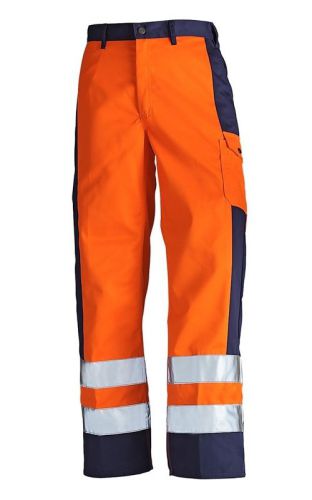 BLAKLADER 1583 HighVis Orange / Navy Blue Workwear Trousers Size C56