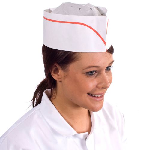 100 adjustable paper forage hats disposable workwear catering chefs caps red for sale