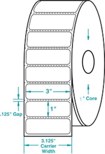 3x1Premium Direct Thermal Labels For Zebra-Elton, Datamax: 12 Rolls of 1375