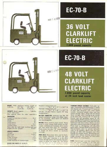 Fork Lift Truck Brochure - Clark - EC-70-B - 36/48 V Electric 1970 2 item (LT111
