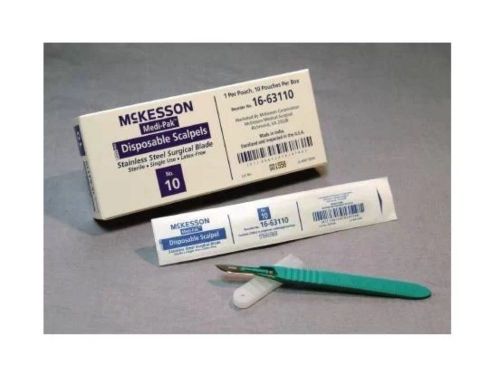 10 Mckesson Disposable Scalpel #10, Sterile, Plastic Handle