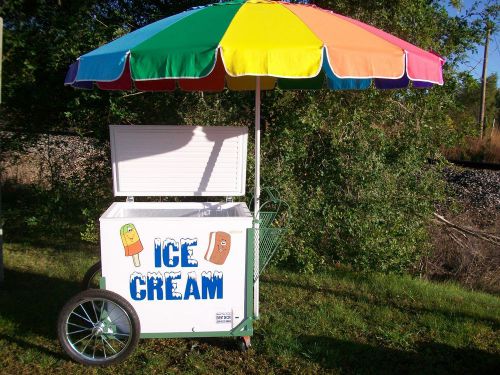 New Vendor Ice Cream Push Cart w/Umbrella &amp; Graphics Good Humor or Novelty Bars