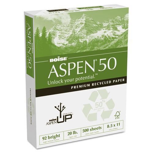 NEW BOISE CASCADE 055011 ASPEN 50% Recycled Office Paper, 92 Bright, 20lb, 8-1/2
