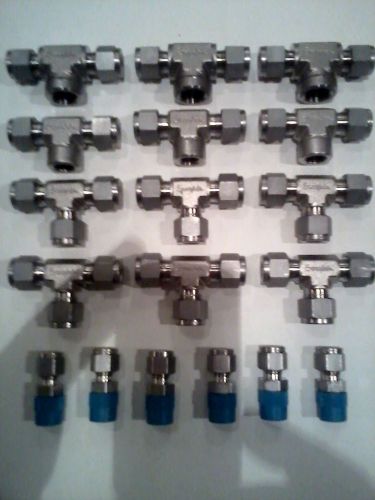 BRAND NEW! 18 pc. lot of Swagelok stainless steel fittings (Lot #5)
