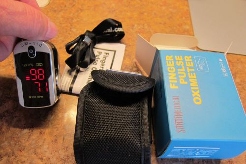 BLACK  Finger Pulse Oximeter by Santa Medical-With case/batteries &amp; instructions
