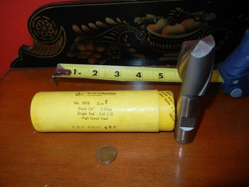 Morse No. 1898 1&#034;x 3/4&#034; Shank High Speed Steel 2 Flute Single End Mill Drill USA