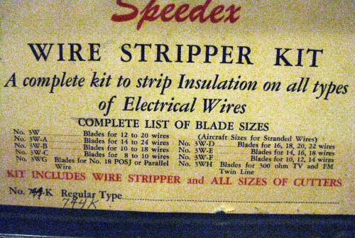 SPEEDEX WIRE STRIPPER KIT. A COMPLETE KIT TO STRIP INSULATION ON ALL WIRES TYPES